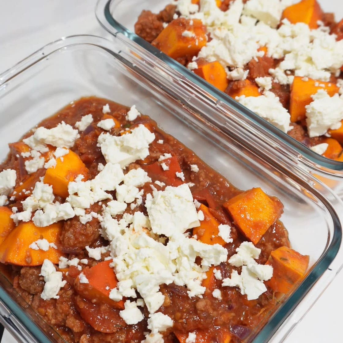Pumpkin-Bolognese with feta