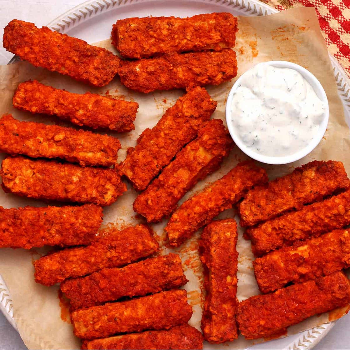 Crispy Vegan Buffalo Tofu