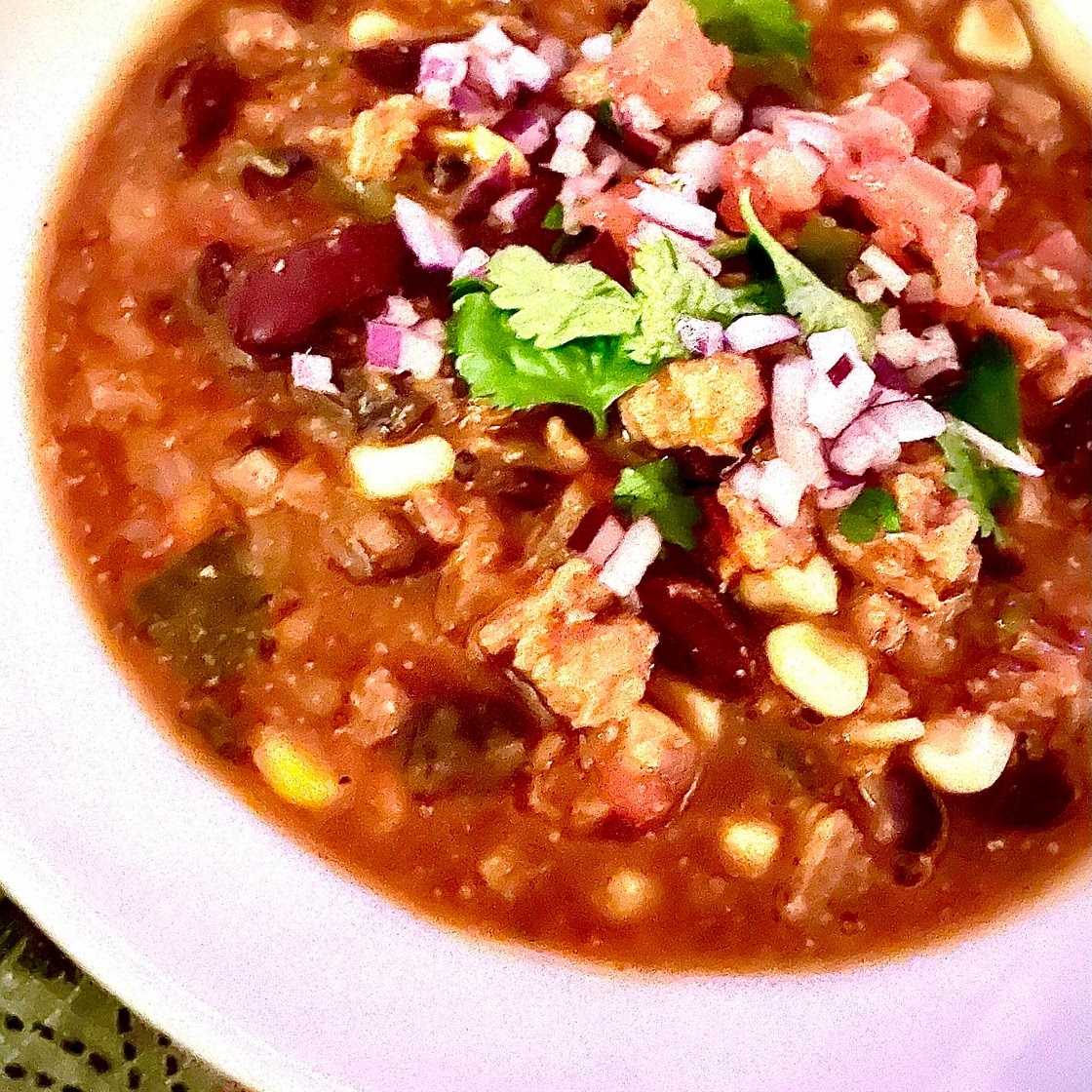 Vegan TVP Chili con Corn