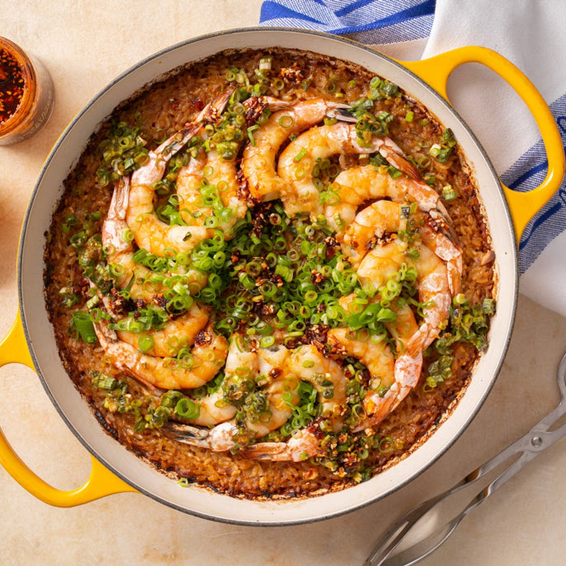 Ginger Scallion Shrimp with Crispy Coconut Rice