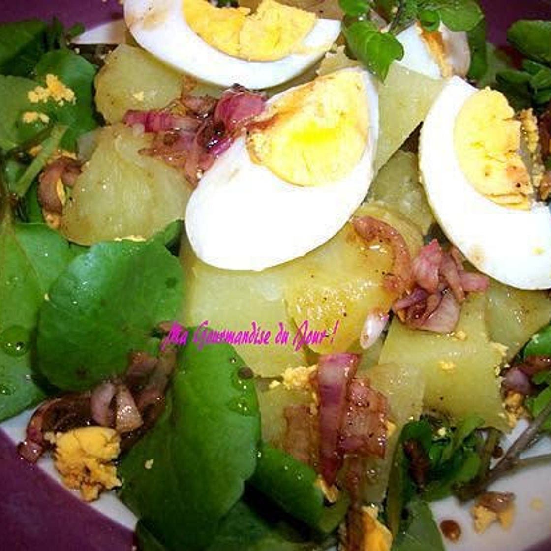 Salade de cresson, pommes de terre et oeuf