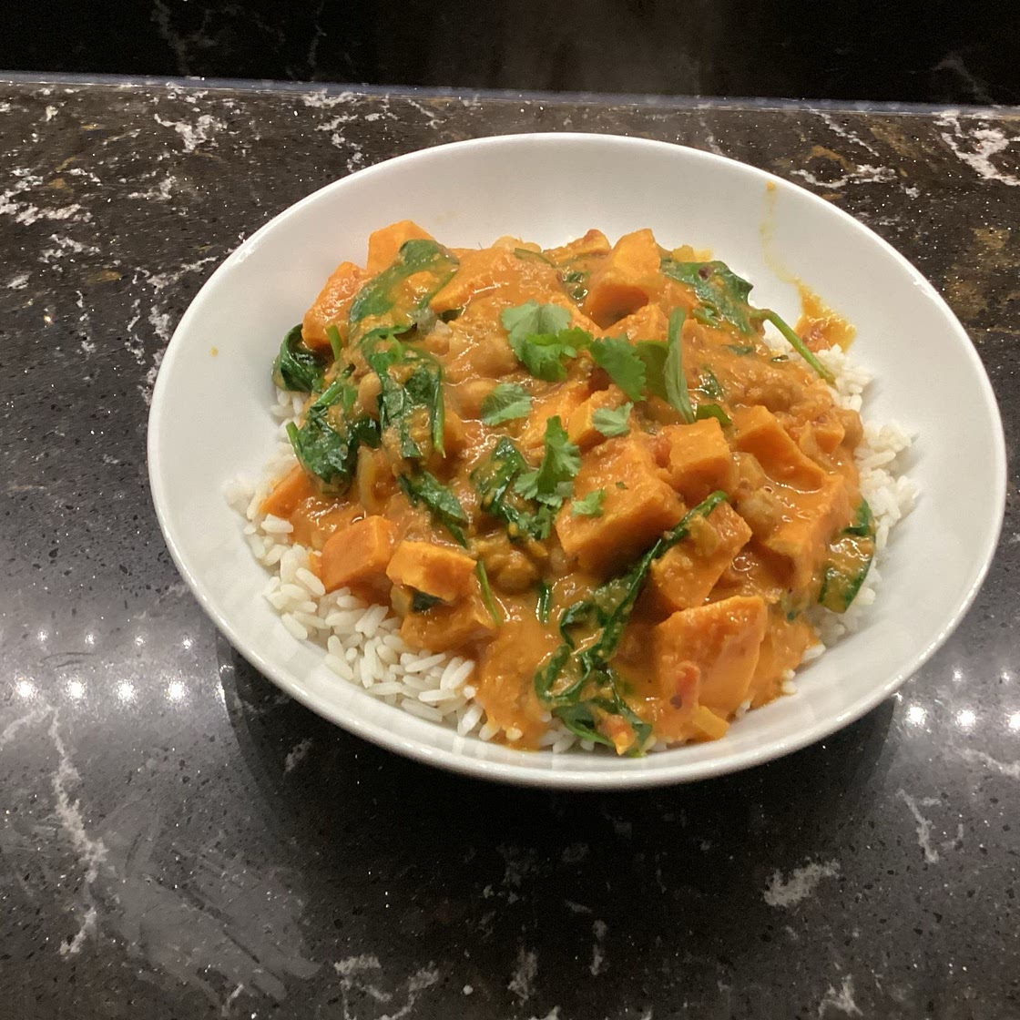 Sweet Potato, Chickpea and Spinach Coconut Curry
