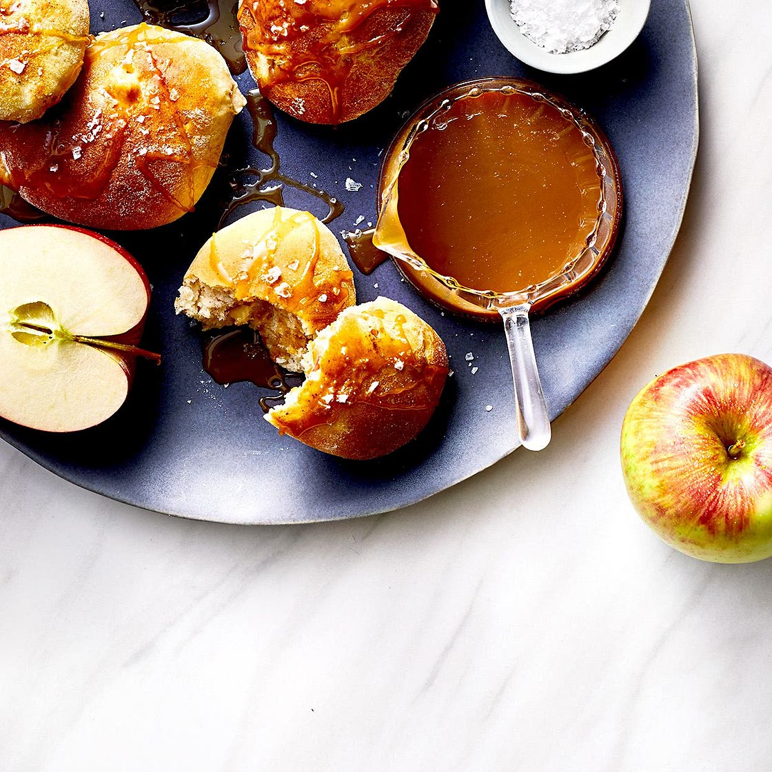 Air-Fried Apple Fritters with Salted Caramel Sauce