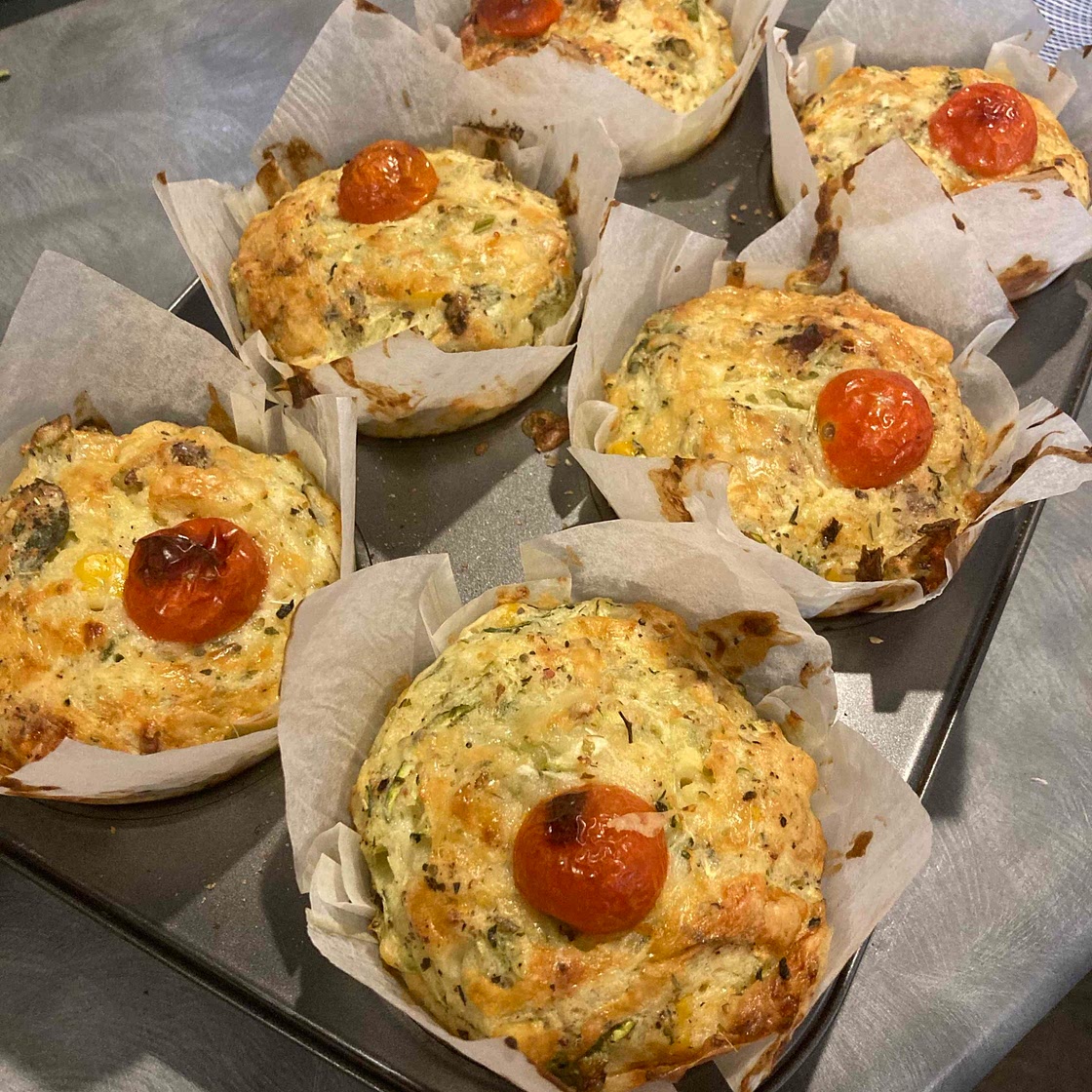 Zucchini, Chorizo & Sweetcorn Muffins