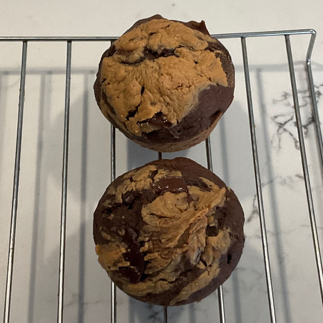 Healthy Chocolate Peanut Butter Banana Muffins
