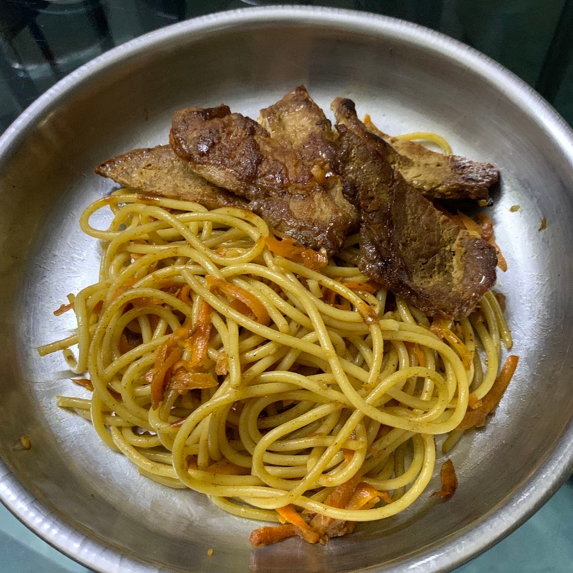 Stir Fry Black Pepper Pork Chop Spaghetti 