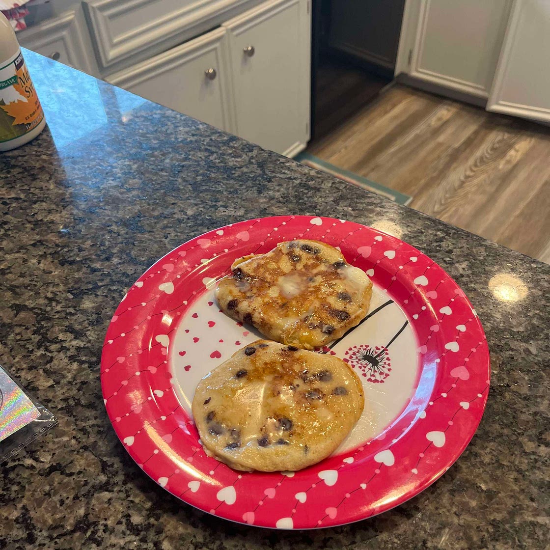 Banana chocolate chip pancakes