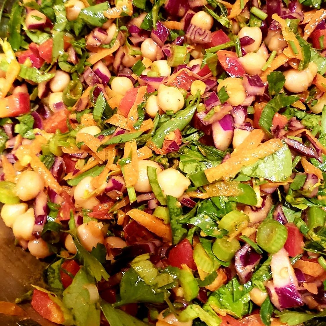Chopped Thai Chickpea Salad with Curry Peanut Dressing