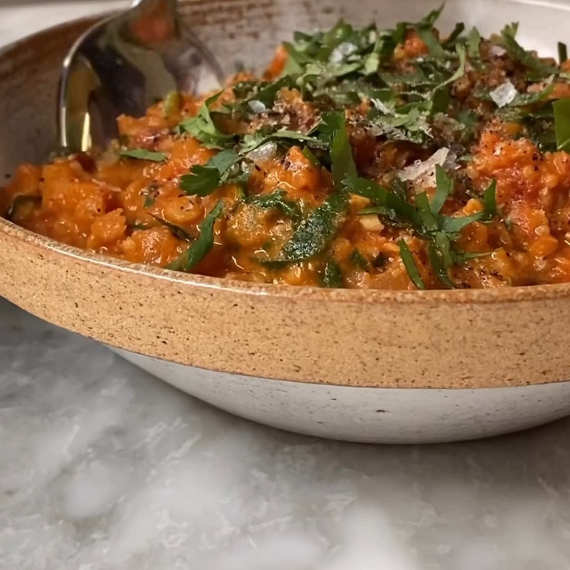Sweet potato & lentil stew
