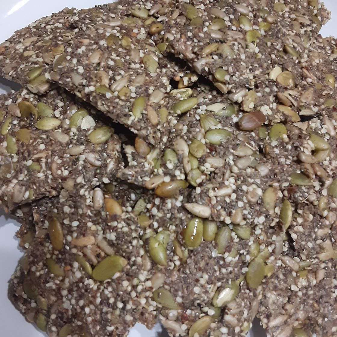 Keto Seedy Crackers - use whatever seeds/nuts you like!