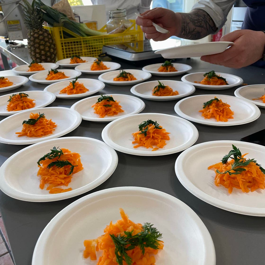 Carrots with fermented carrot sauce. 