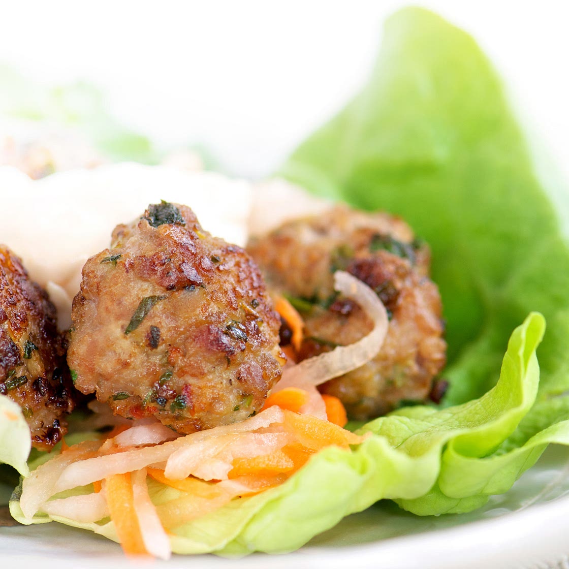 Middle Eastern Turkey Meatball Wraps