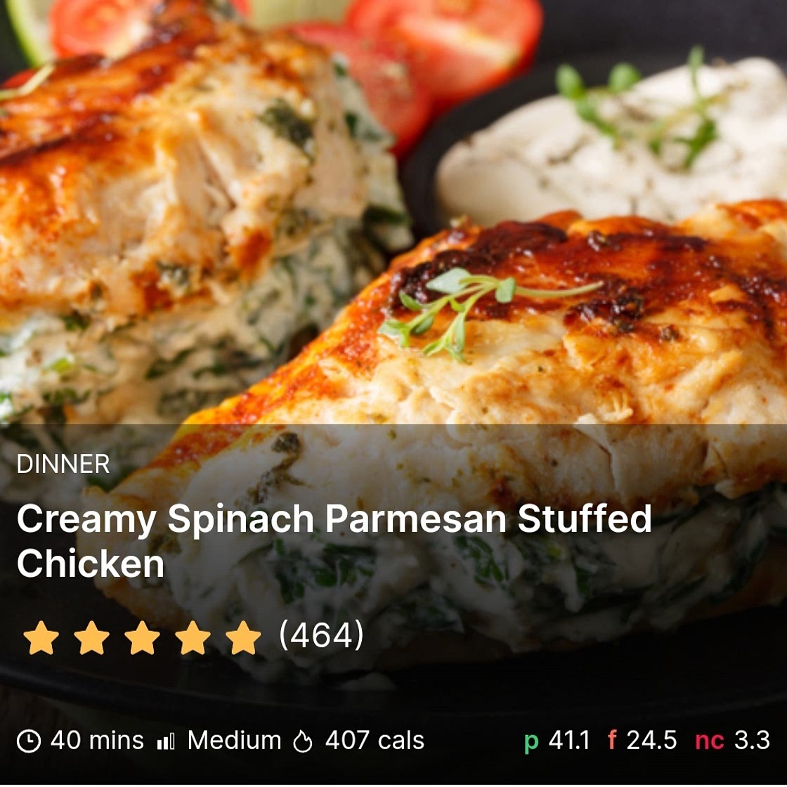 Creamy Spinach Parmesan Stuffed Chicken