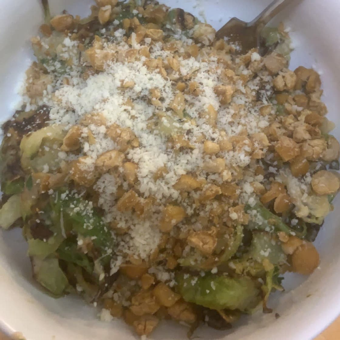 Brussel Sprout Salad with Anchovy Tahini & Za'atar Chickpeas