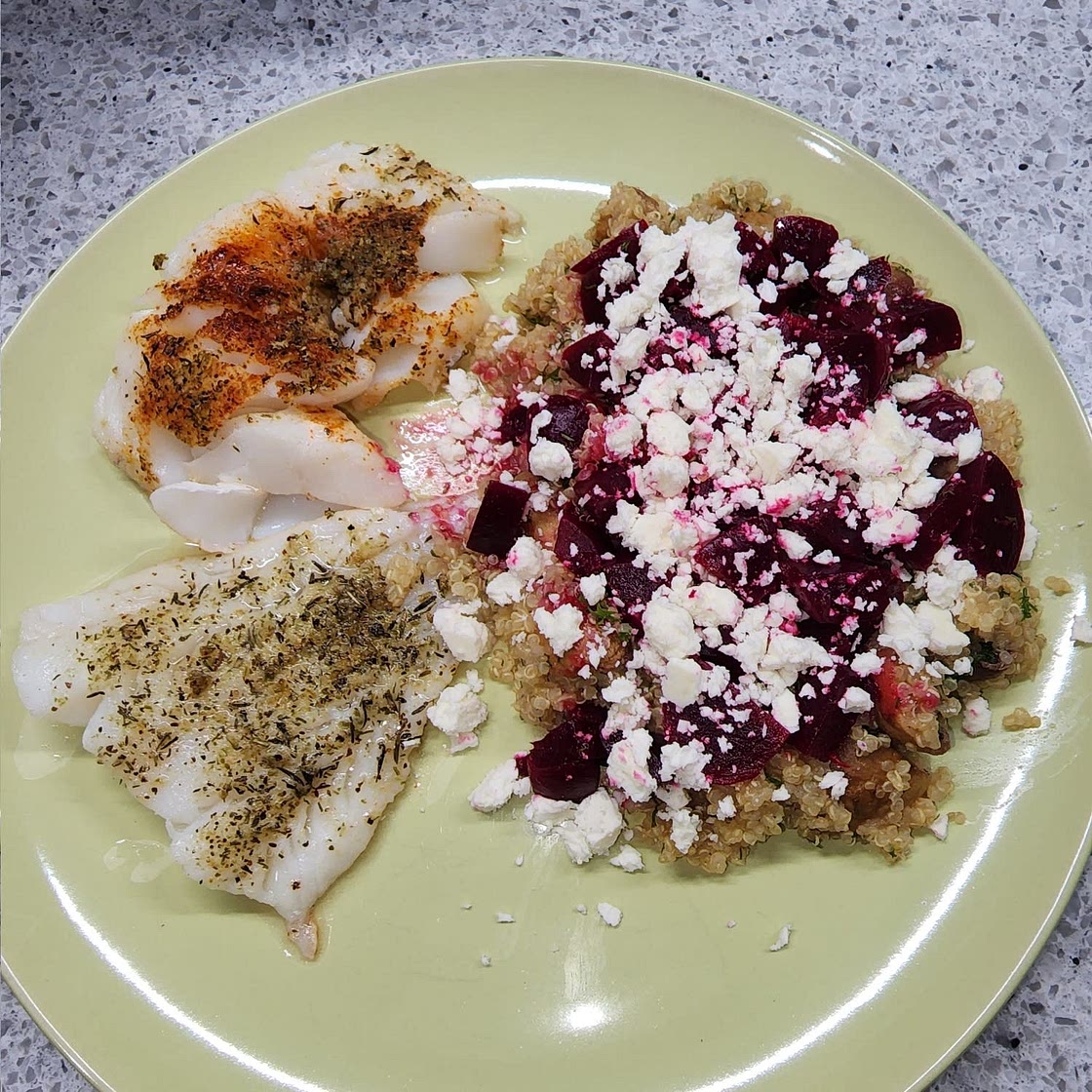 Tricolor Quinoa Salad with Roasted Mushrooms & Beets