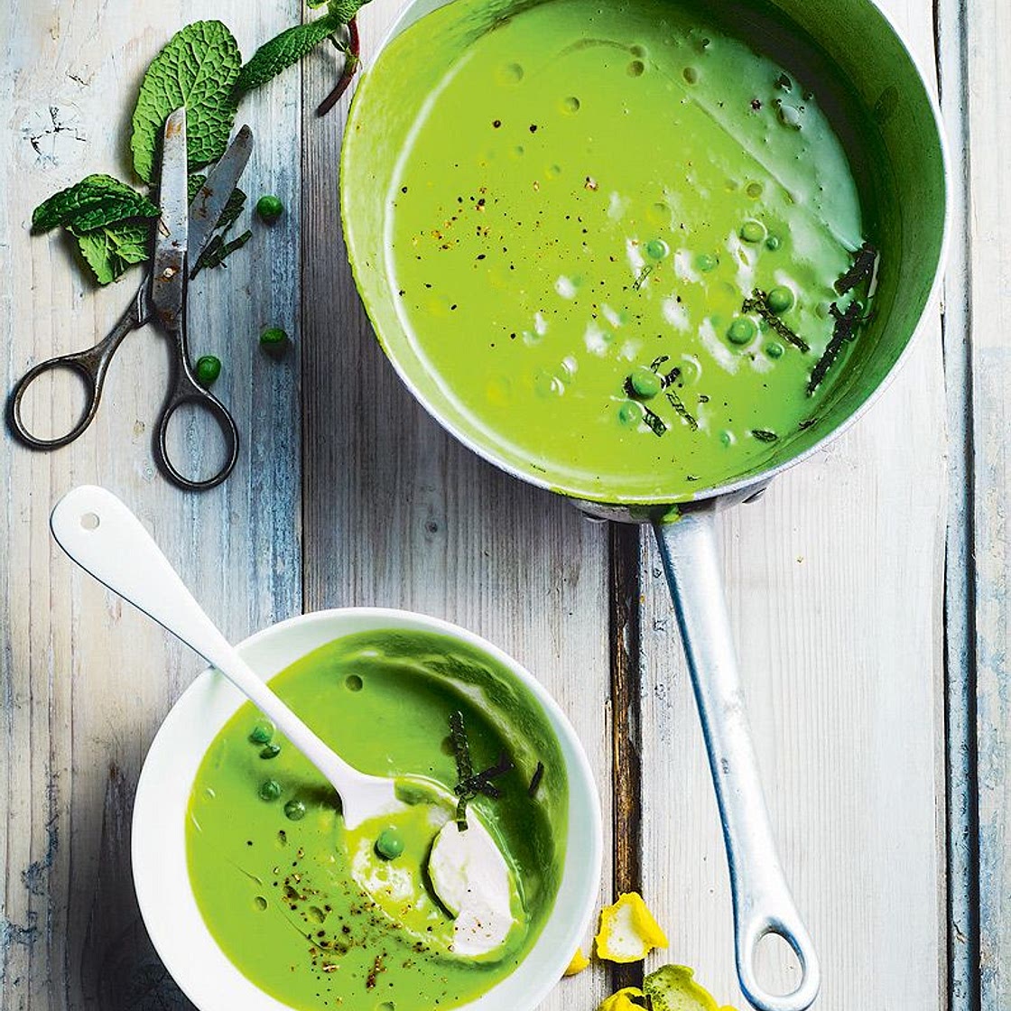 Velouté de petits pois au citron