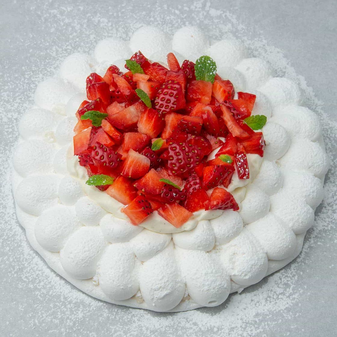 Strawberry Pavlova cake