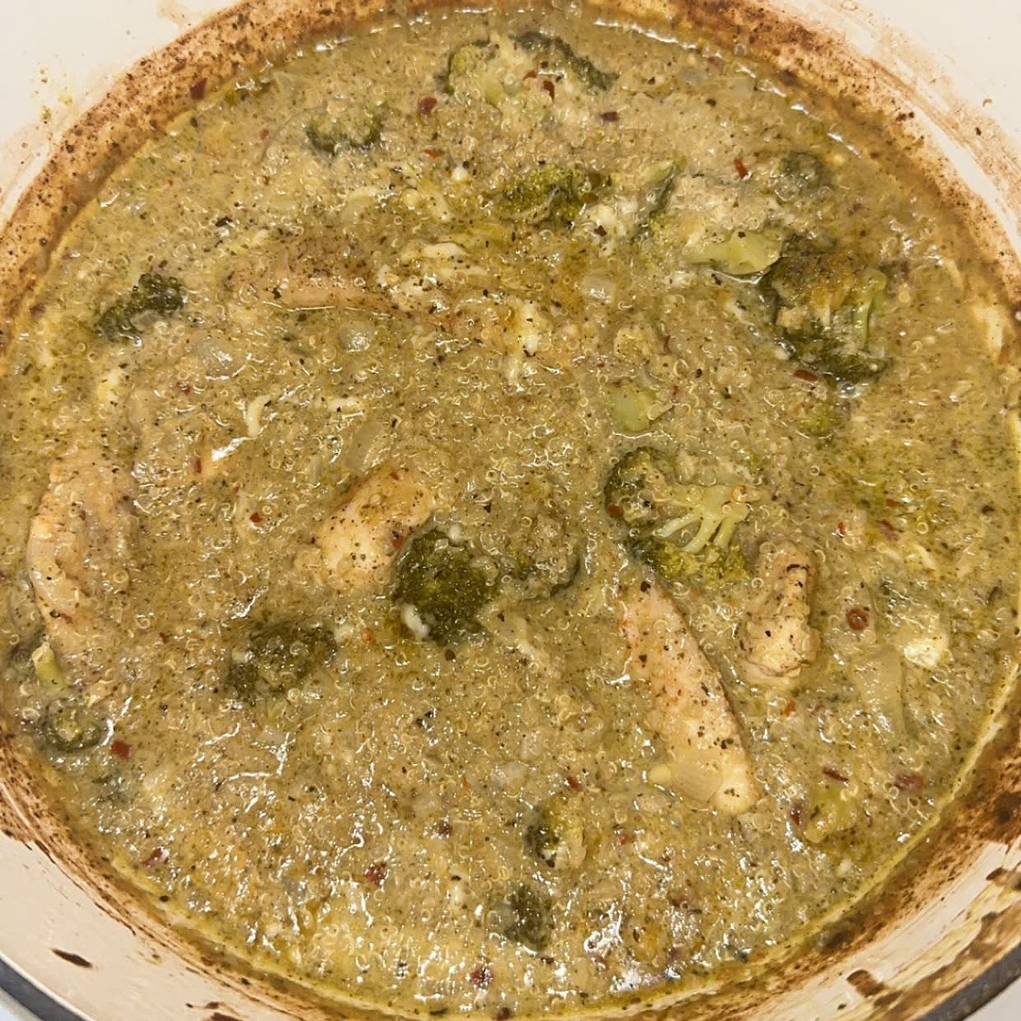 Cheesy Pesto Broccoli Quinoa Casserole