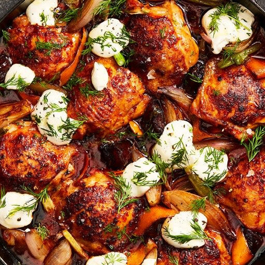 Pan-Seared Chicken With Harissa, Dates and Citrus