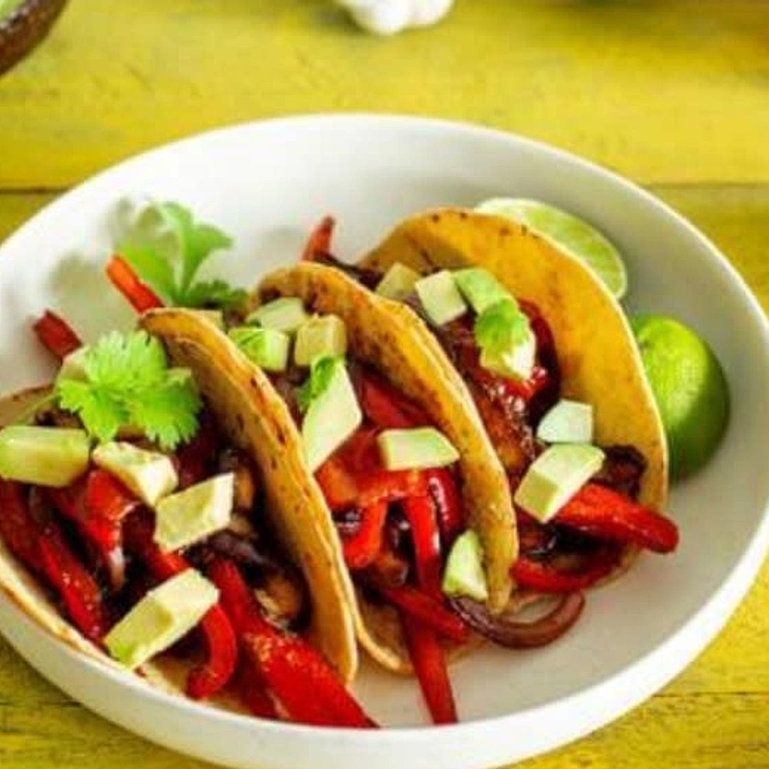 Veggie Fajitas with salsa & avocado