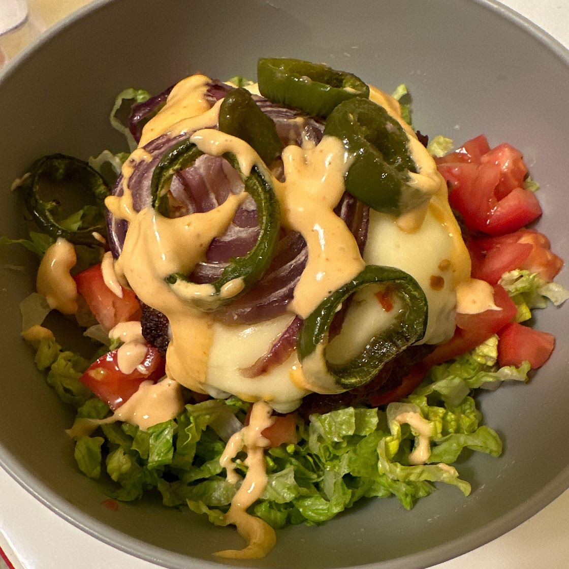 Sheet Pan Bacon Jalapeño Burger Salad