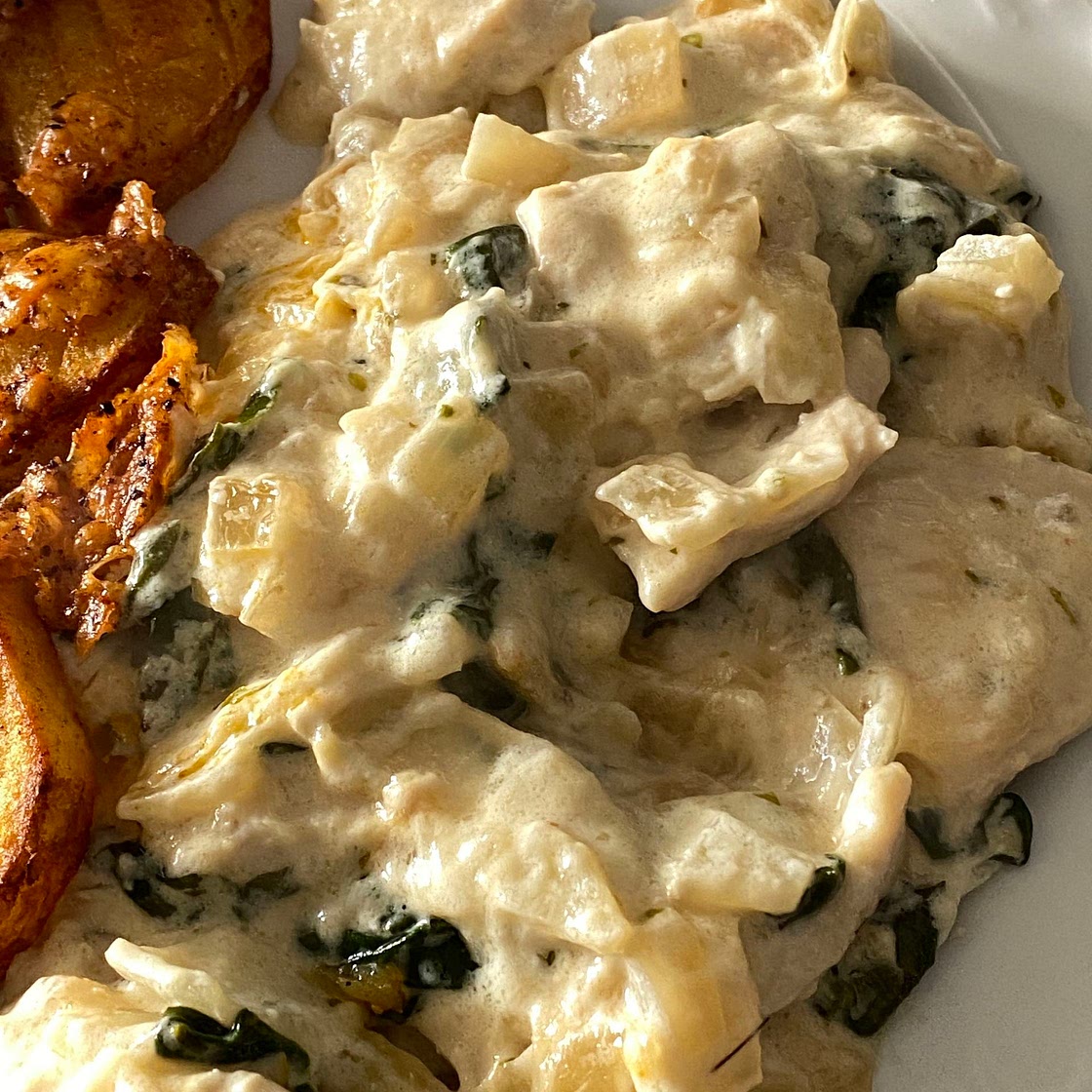 Pollo con espinacas 