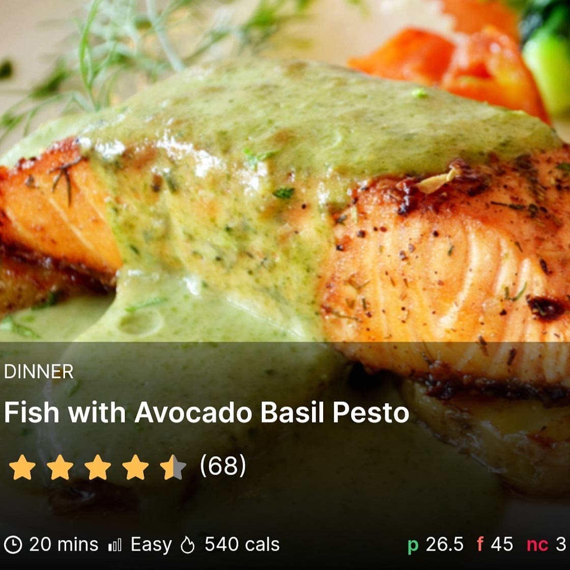 Fish with Avocado Basil Pesto
