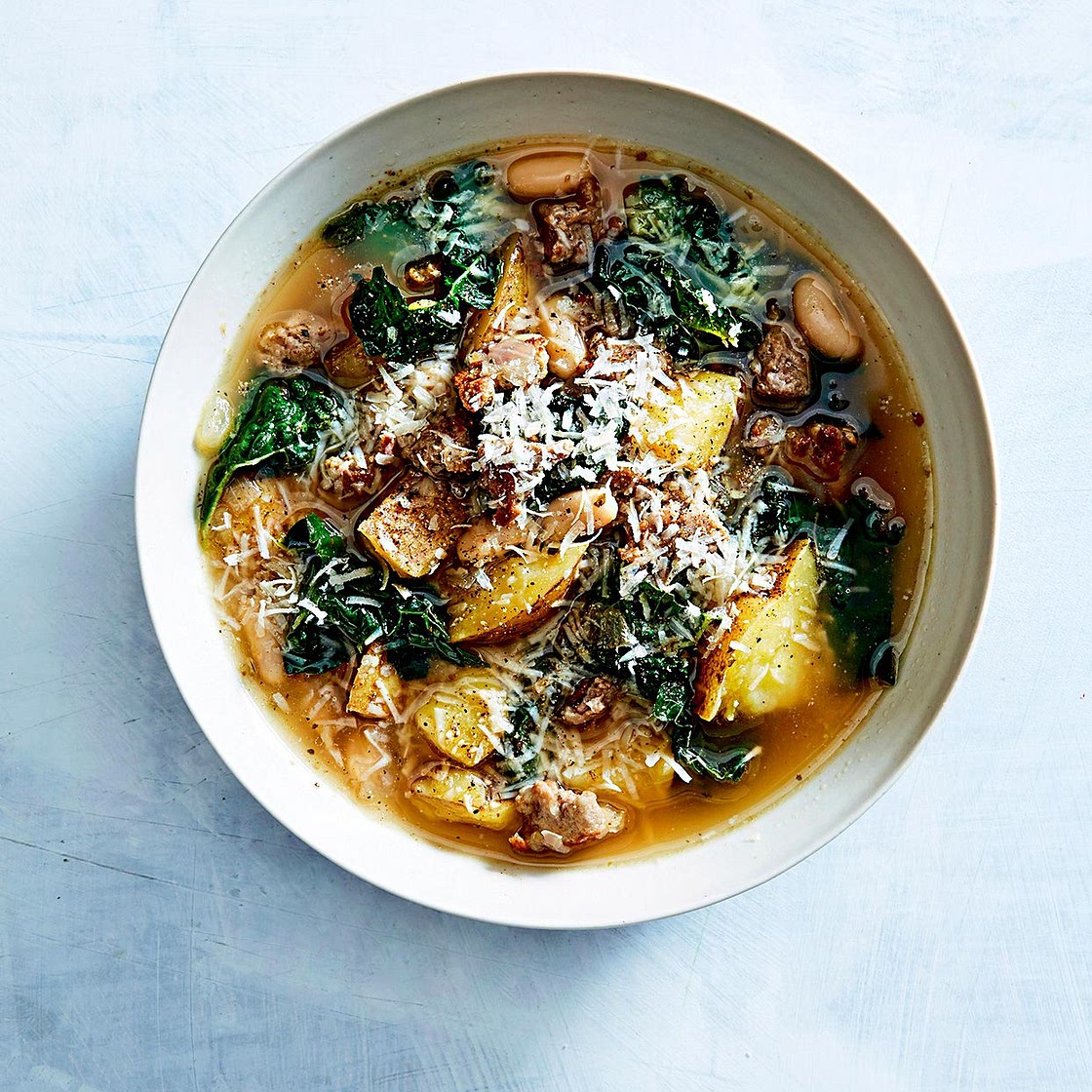 Sausage, Potato, White Bean, and Kale Soup