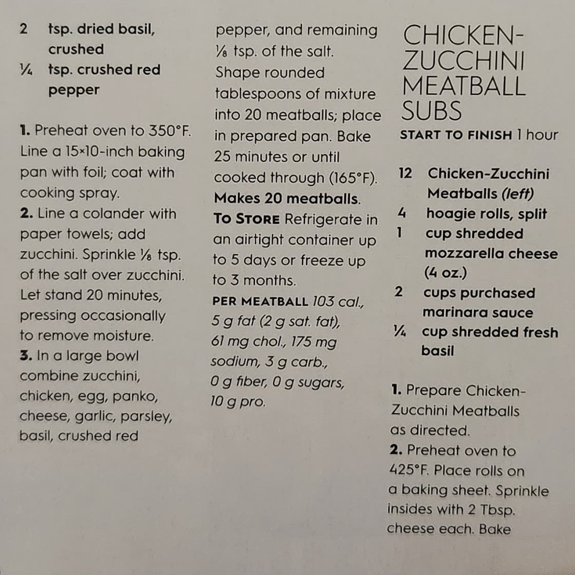 Chicken-Zucchini Meatballs
