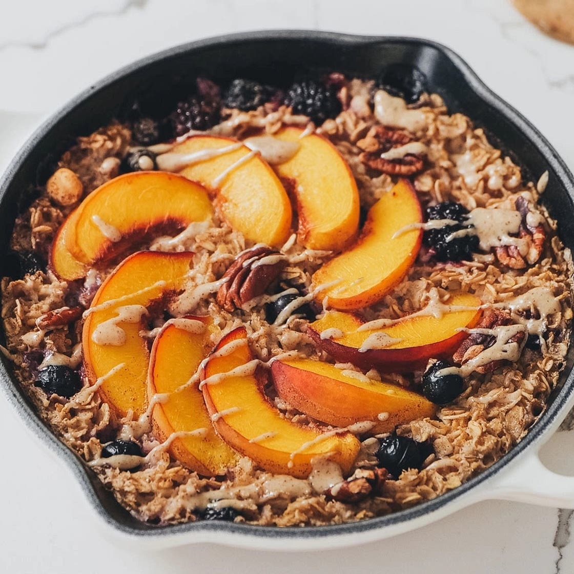 Easy Peachy Berry Baked Oats