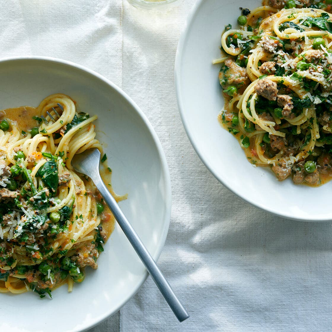Spring Pasta Bolognese With Lamb and Peas