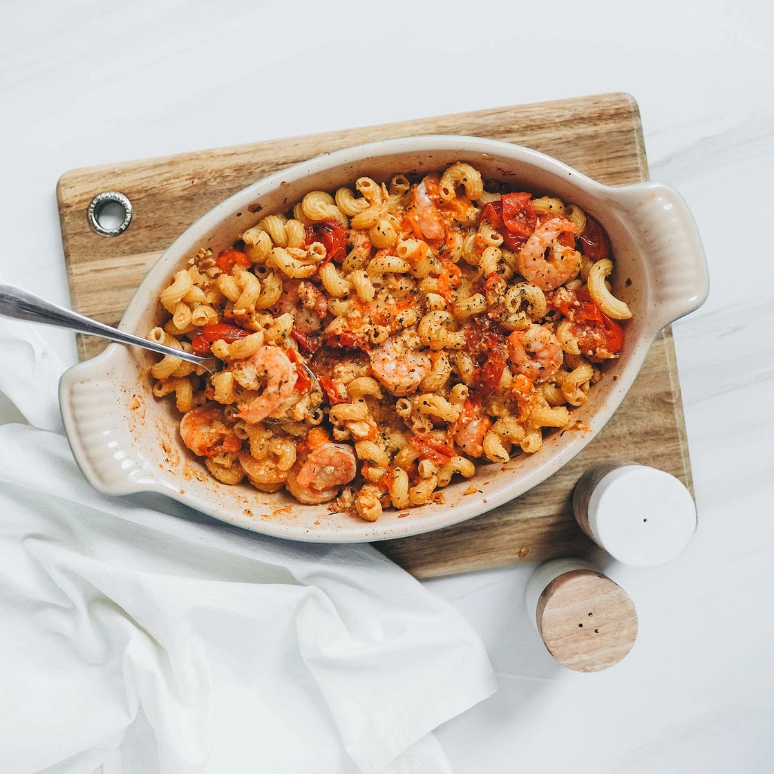 Upgraded Baked Feta Pasta with Shrimp