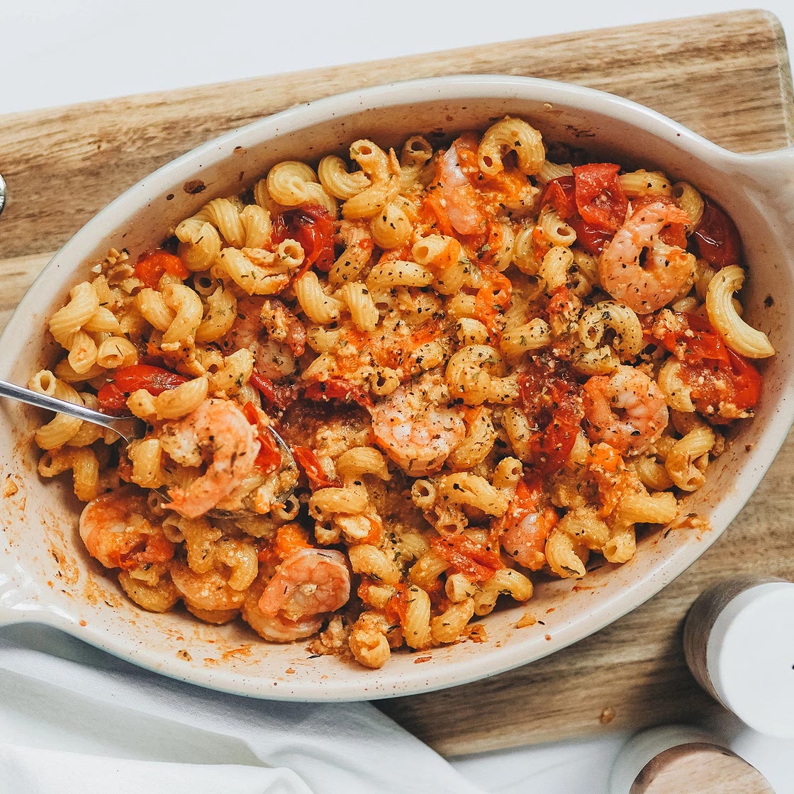 Upgraded Baked Feta Pasta with Shrimp