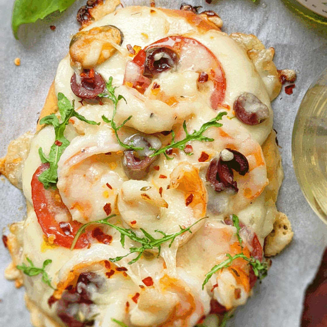 Pescatarian Seafood Piadina (Flatbread) - The Posh Pescatarian