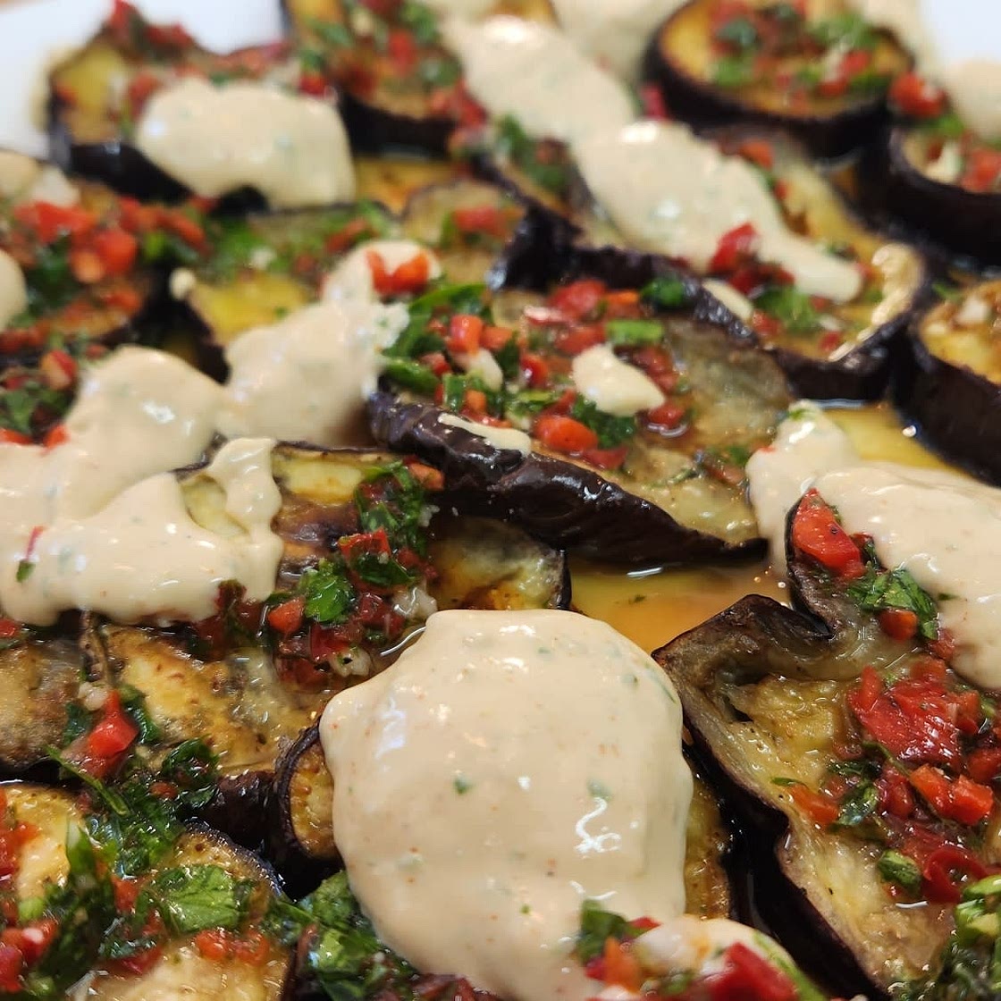 Marinated eggplant with Tahini