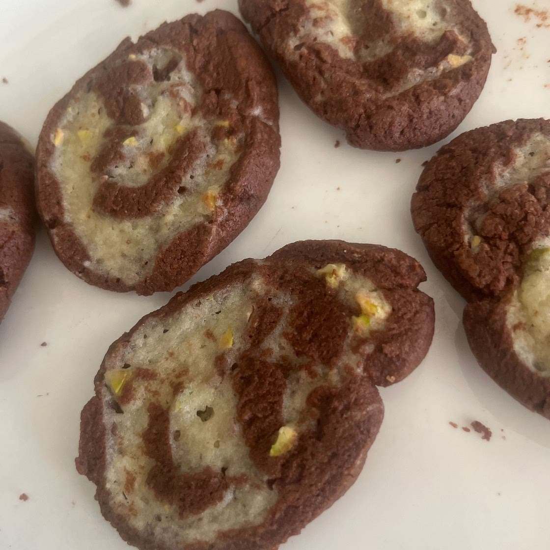 Chocolate Pistachio Pinwheel Cookies