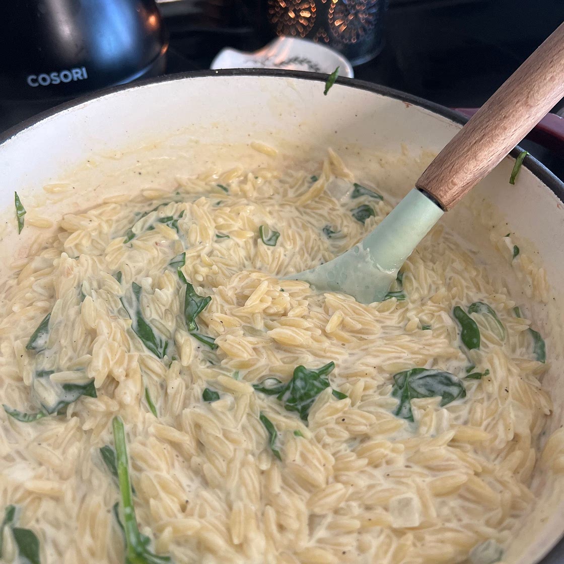 Creamy Spinach Parmesan Orzo