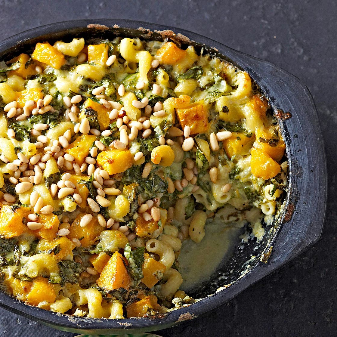 Spinach, Butternut Squash, and Pasta Bake