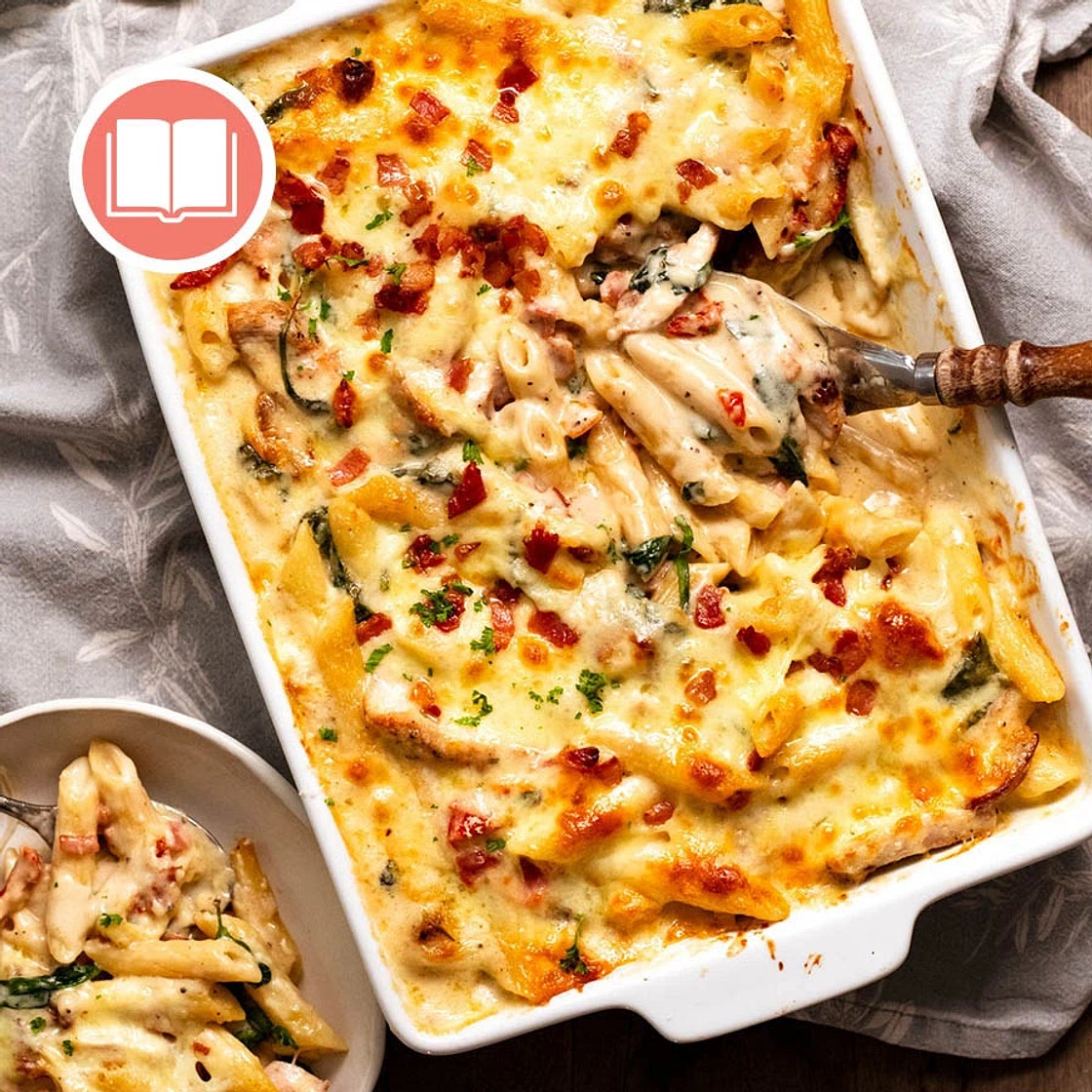 Creamy Tuscan Chicken Pasta Bake
