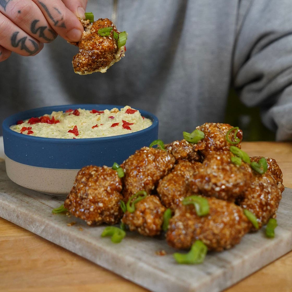 Sticky cauliflower wings & dip zero waste 