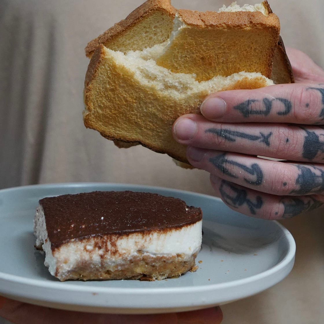 Old bread creamy, coffee dessert 