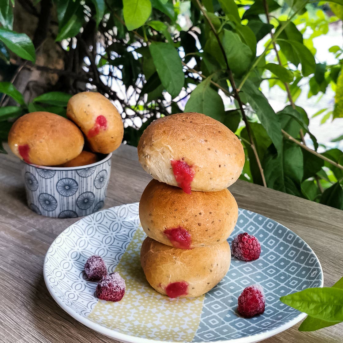 Beignets cœurs coulant framboise
