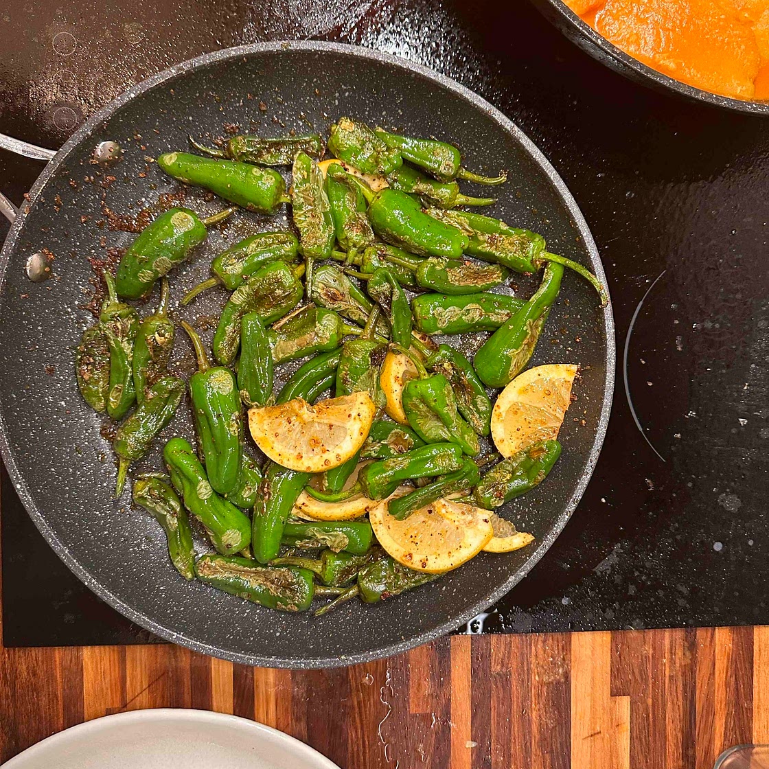 Grilled padron peppers