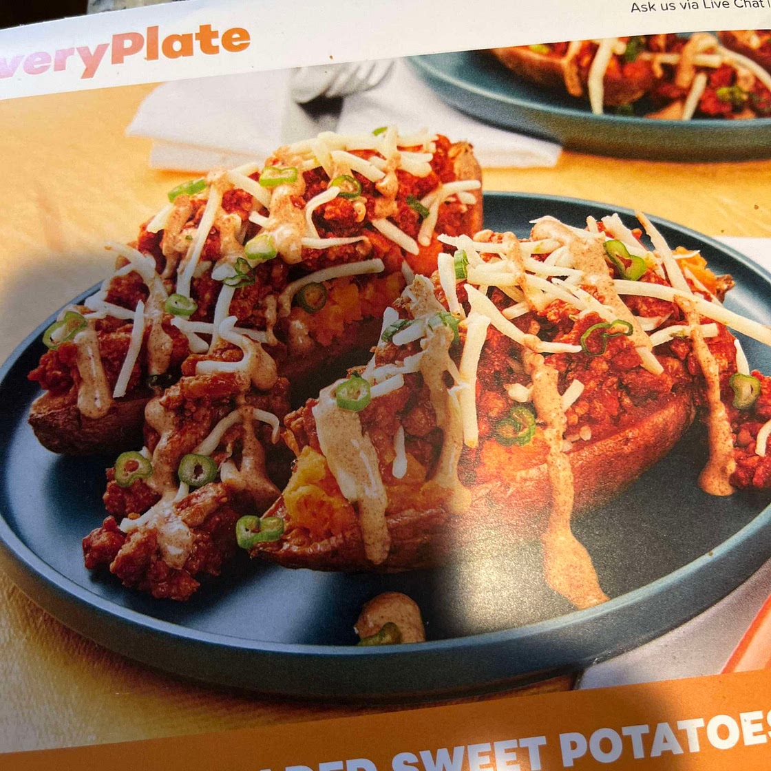 Pork chili loaded sweet potatoes 