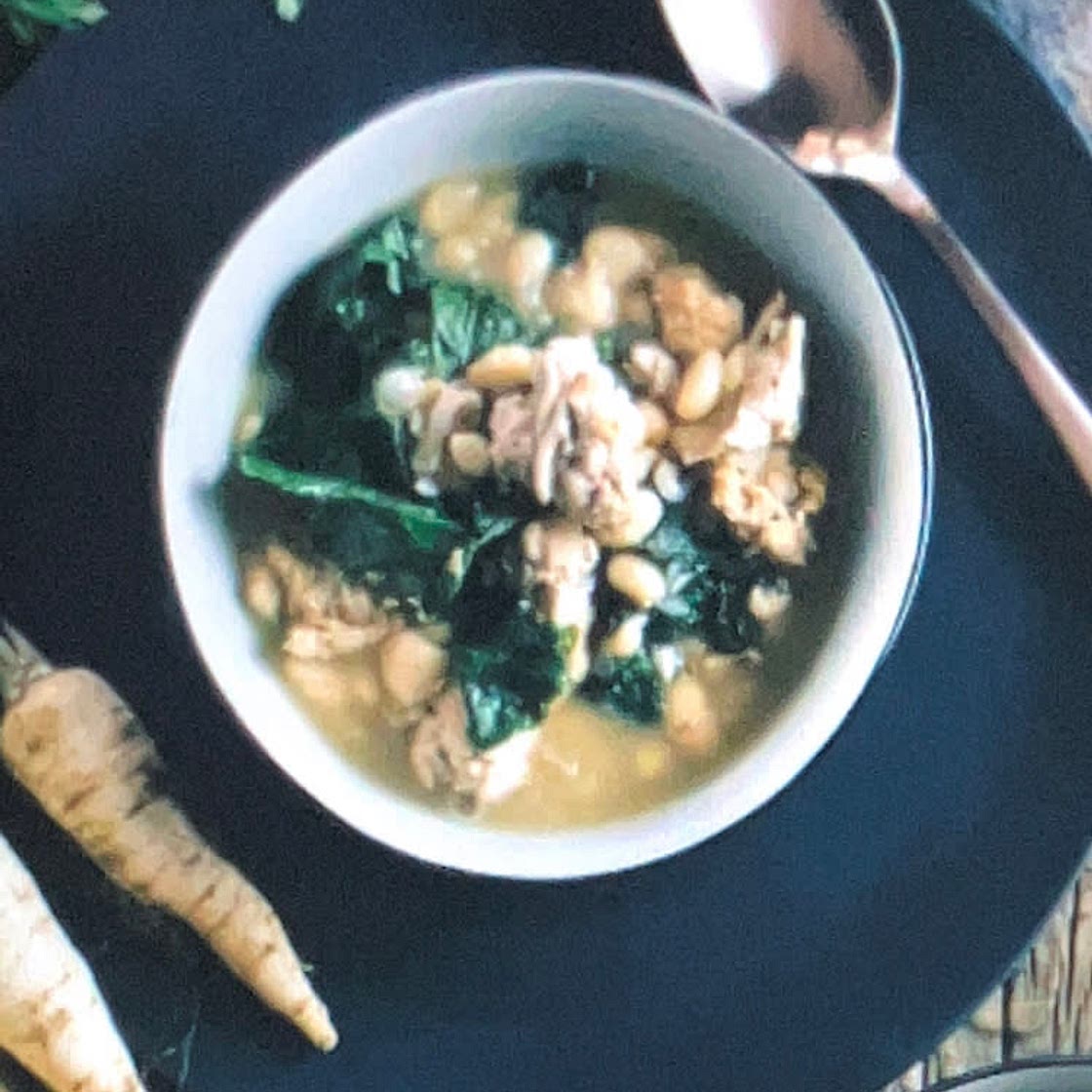 WHITE BEAN SOUP WITH TURKEY SAUSAGE AND KALE