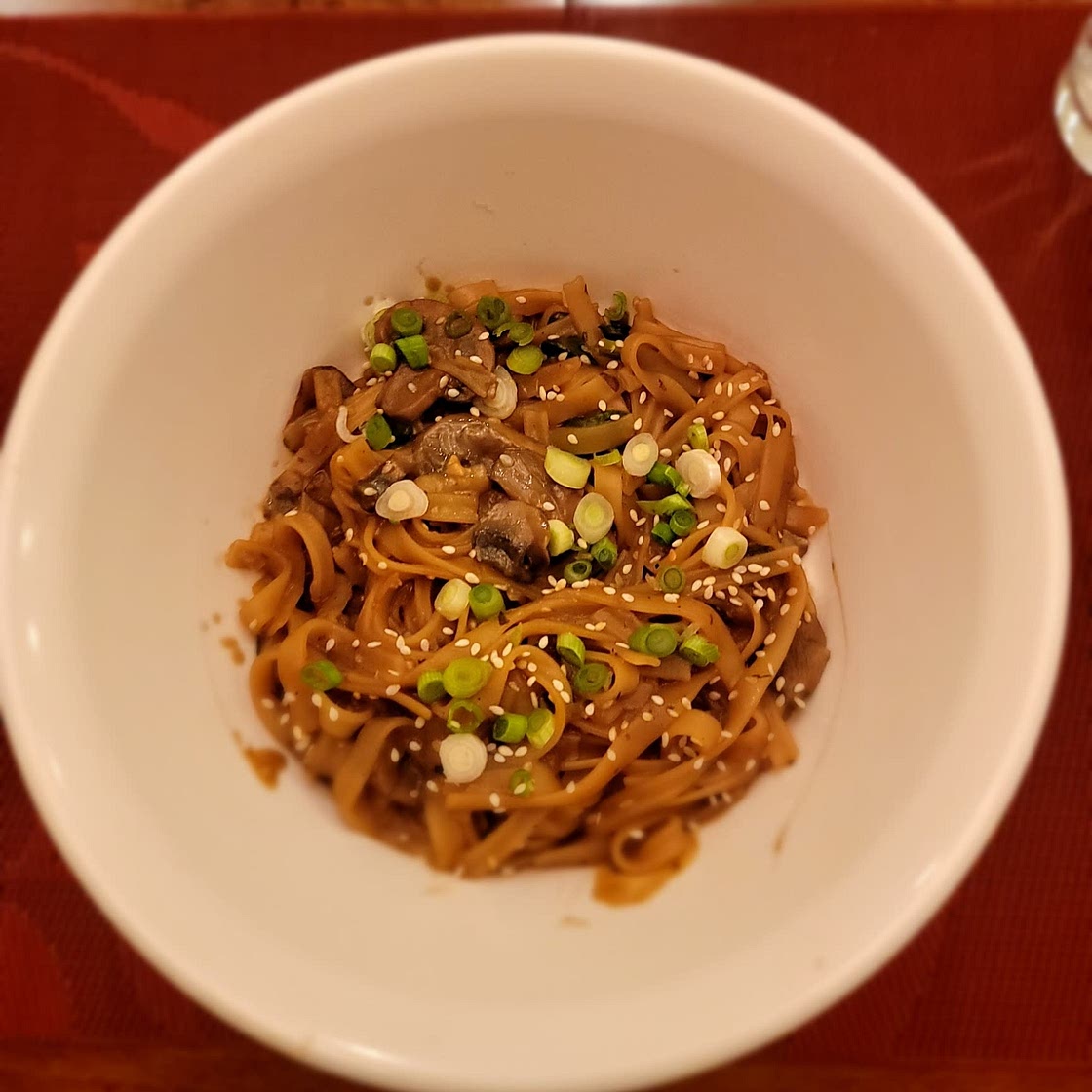 30 Minute Saucy Ginger Sesame Noodles with Caramelized Mushrooms