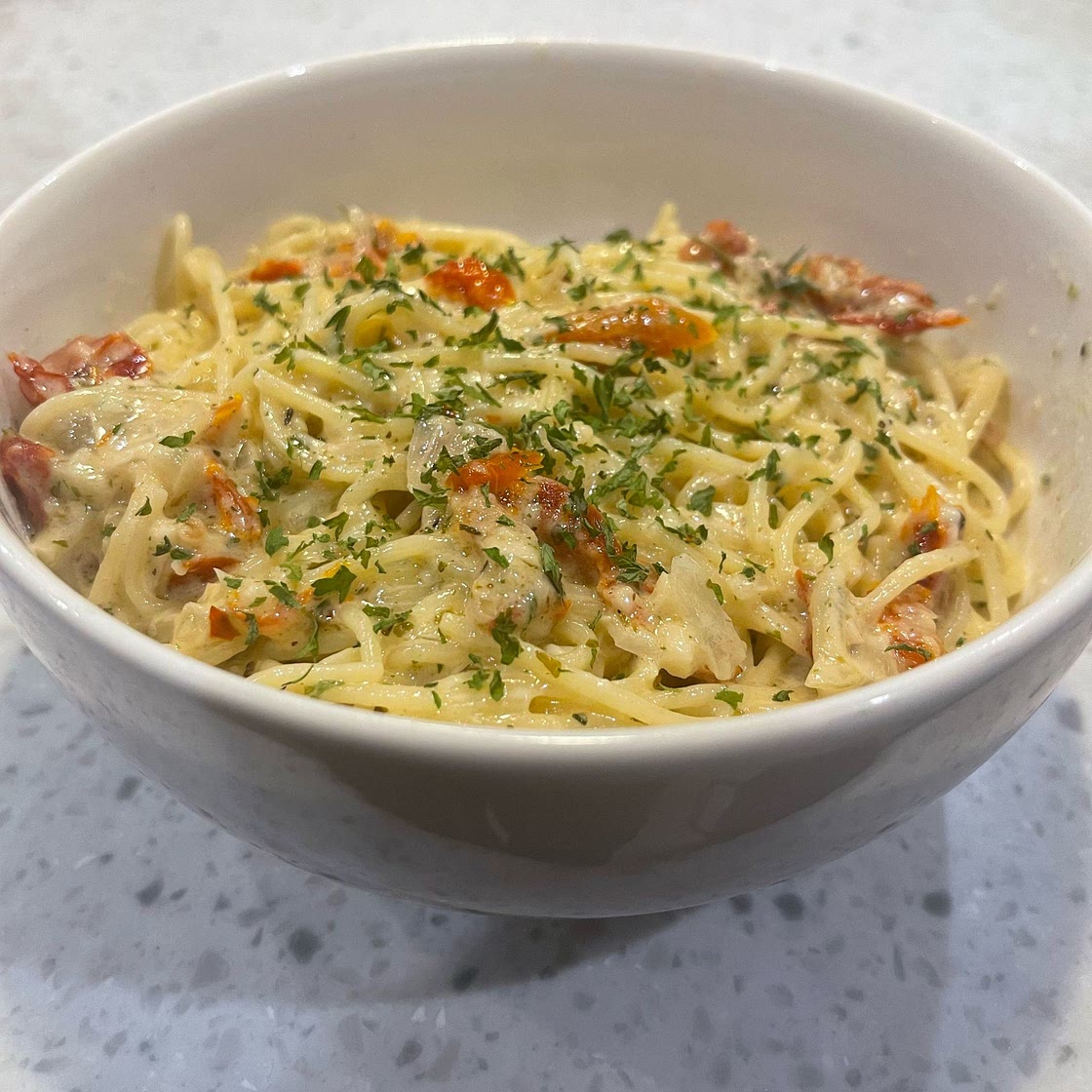 White Wine Garlic Butter Bucatini