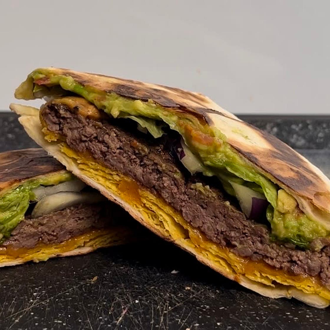 Avocado burger wrap