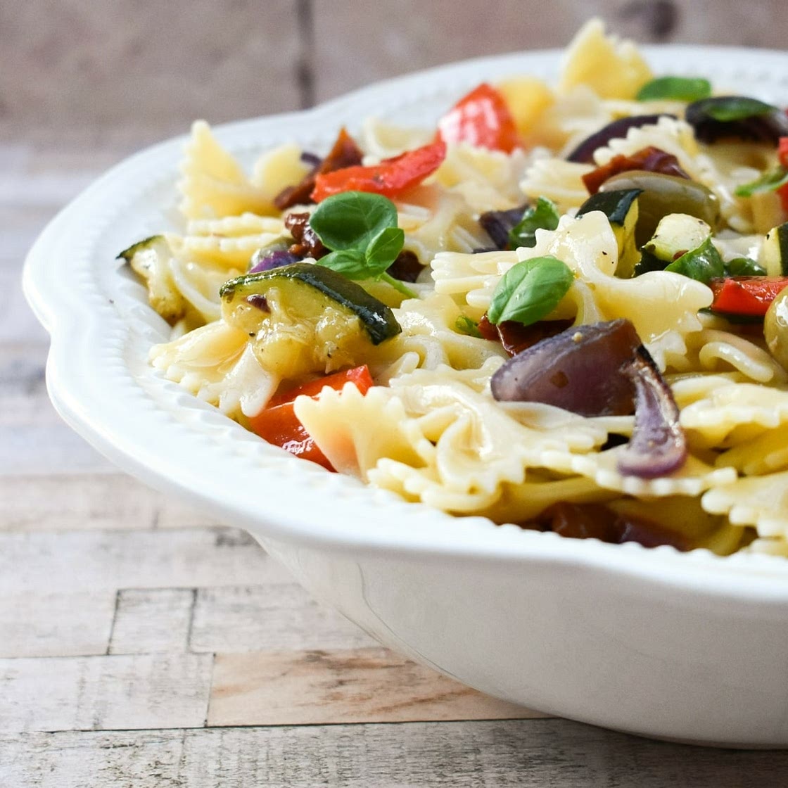 Roasted Vegetable Pasta Salad with Olives
