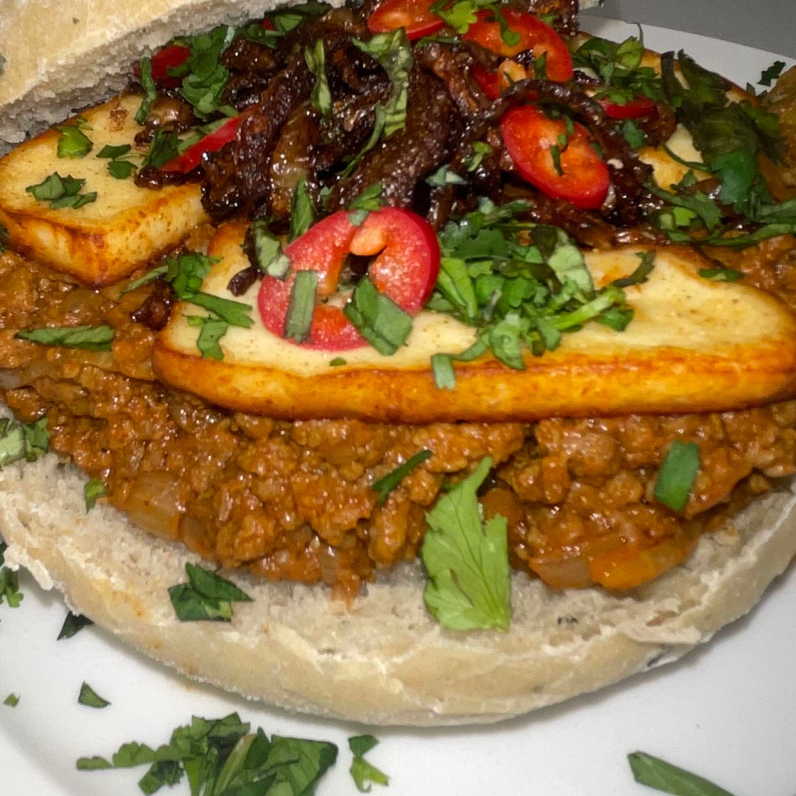 Keema Sloppy Joe’s with a Cardamom and Coriander Bun